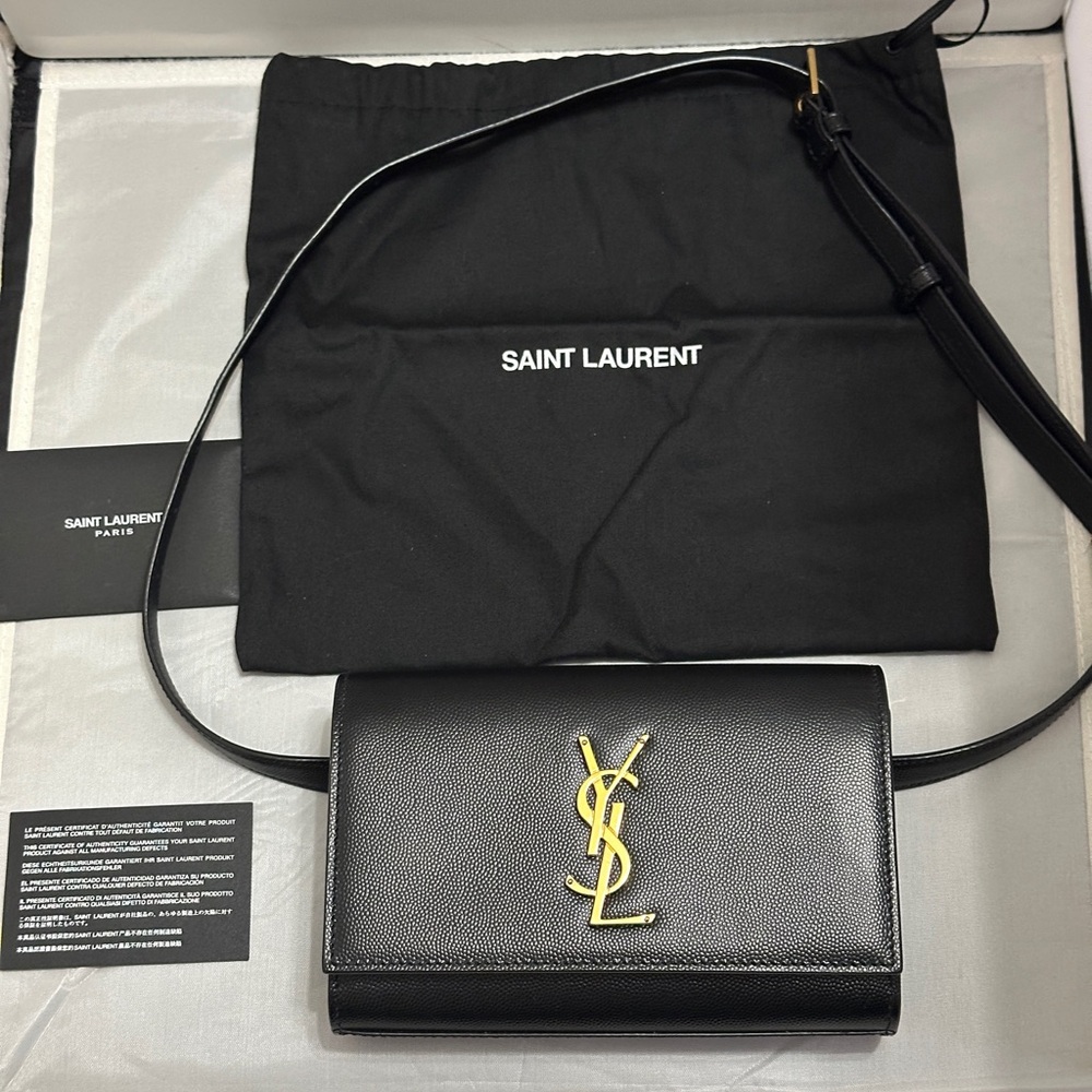 Saint Laurent Kate Belt Bag in Black Grain Leather